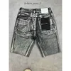 Paarse jeans korte ontwerper heren jeans denim broek heren jeans hiphop gat shorts casual shorts knie lenght jean kleding 29-40 maat hoge jeans paars short 152