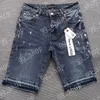 Shorts masculinos shorts shorts roxos hip hop rasgou shorts jeans ourela e ourela 816123 28-40