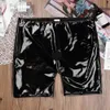 Mens Open Crotch Short Pants For Sex Glossy Latex Bodycon Crotchless Patent Leather Boxer Sexy Bottom Underwear Catsuit Costumes