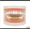 Grillz Dental Grills Drop Livrot 2021 Factory Bottom Gold Color dents Ensemble de conception mélangée Fausse dentes Grillz Hiphop Cool Men B5692218