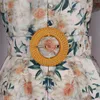 Casual jurken dames zomerjurk 2024 vintage gebroeide riem chiffon print lange mouwturtleneck hoge taille