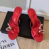 2024 Nieuwe hoogwaardige mode Serpentine Cross Strap Hoge Heel Sandals Dames rood/wit, hielhoogte 7cm/10 cm maat 35-40