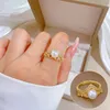 Bowknot Pearl Open Ring Girl Designer Pierścienie dla kobiet Elegancki regulowany pierścień diament