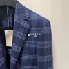 Men Blazers Brioni Blue Wool Silk Plaid Jacket Coats