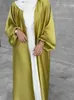 Roupas étnicas Ramadan eid abayas para mulheres quimono femme musulmane cetim kaftan maxi abaya dubai peru árabe da peru