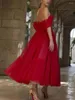 Party Dresses Trendy Tulle Solid Color Women Prom Sexy Off Shoulder Tiered Juniors Dress Gorgeous -Length Evening Ball Gown