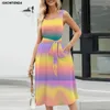 Casual Dresses Bohemian Retro A-line Sundresses Spring/summer Sleeveless Long Dress Women's Round Neck Printed Swing