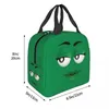 Bolsas de armazenamento Cartoon Chocolate Green Candy Faces Saco de lancheira Caixa de isolamento térmico à prova d'água para mulheres Crianças de piquenique comida