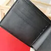 Designerin Männer Brieftasche Frauen Geldbeutel hochwertiger Mode Kurzer schwarzer horizontaler Buchstaben Litschee Getreide Leder Brieftet Komplette Set der Originalbox 60895