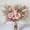 Wedding Flowers Himstory Vintage Artifical Dusty Pink Bouquets Romantic Peonies Bridal Handmade Silk Rose Brides Hand vasthouden Bloem 310P