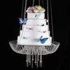 18 Zoll Kristallkuchenregal Kronleuchter Stil Drape Hängsschwang Kuchenständer rund hängende Kuchenständer Hochzeit Herzstück 284r