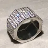 Shine płytki siedem rzędów 420pcs kamienny palec serdeczny prawdziwy 925 srebrne ośmioboczne pierścienie orzechowe dla kobiet mężczyźni koktajl biżuteria ślubna hurtowa