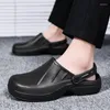 Повседневные туфли черные летние засоры для мужских врачей платформы тапочки без скольжения мужской сада сандалии сада.
