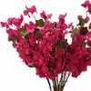 Flores decorativas 10pcs rosa vermelho artificial bougainviléia haste de flor 35 polegadas Faux speectabilis Blossom Tree Branch