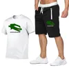 Erkek spor giyim fitness seti koşu takım elbise sıradan marka pembe t-shirt şort seti nefes alabilen jogging spor giyim 2 parçalı set