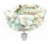 SN1351 2018 Bracelet Mala Fashion Bracelet pour femmes Natural 8 mm Amazonite 108 Collier Yogi Collier Yogi108 MALA HAMSA 1089017