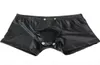 Sexy gay jockstraps calcinha para masculino lingerie shorts de couro faux cuecas botões de prensa de roupas íntimas com bolsa de protuberância aberta8241265
