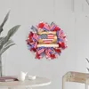 Dekorativa blommor Father Day Gift Patriotic Independence Wreath Decorations Blue White Star Randig Mönster Bowknot Door 4: e juli