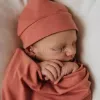 Baby Swaddle Wrap Newborn Photography Photo Props Sacs de Noël Sacs de Noël Couleurs solides Sac de couchage pour enfants + chapeau 2pcs / Set 5 Couleurs