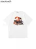 RHUDE High End Designer T-shirts para verão Novo Horse Sunset Print Trendy T-shirt High Street Mens e Mangas Curtas com Rótulos Originais 1: 1