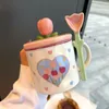 Tassen Tulpenmuster in Keramik Becher Kaffee Kaffeetasse Personalisierte Geschenk Weihnachten Ideen niedliche Getränkeübung Küche Dining Bar Home Home