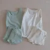 Vêtements Ensembles d'été Enfants Solid Vest Suit Boy Girl Baby Casual Tops Shorts 2pcs Fashion Kid T-shirt sans manches en coton