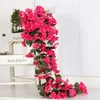 Decorative Flowers 1 Bouquet Violet Artificial Wall Hanging Plants Garland Vines Basket Fake Foliage Flower Orchid Wedding Party Home Decor