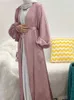 Etnische kleding Ramadan Eid Abayas voor vrouwen kimono femme musulmane satijn kaftan maxi abaya dubai arabische kalkoen islam pakistan moslimjurk gewaad t240510