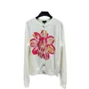 Women's Knits & Tees designer brand Chan Early Spring New Flower Printed Woolen Sweater Sequin Embroidery Matching Craft Polo Edition D0WB