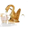 Golpes de lavabo de baño Compras en línea Venta de vender 3 hoyos Gold de oro Camisco chapado