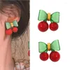 Stud -oorbellen rode kersendruppel voor vrouwen zoete fruit hanger vrouwelijke student bengelen oor sieraden geschenken