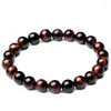 Strand minimalist 8mm natursten bönpärlor tiger ögonarmband handgjorda röda brun Bracket för män Yoga smycken Homme