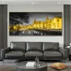 Zwart -wit goud landschap canvas schilderijen beroemde architectuur posters en print moderne woonkamer decoratie