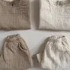 Ensembles de vêtements 2024 Été Baby Sleeve Shevel Set Infant Boy Girl Solid Breathable Vest Shorts 2pcs Suit Toddler Tenues polyvalentes