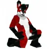 Nyaste Red Long Fur Wolf Fox Husky Mascot Costume Carnival Unisex Outfit Christmas Födelsedag utomhusfestival Klä upp reklamprövningar Holiday Party Dress