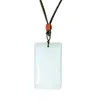 Colliers pendants Collier de quartz blanc naturel rectangle cristal a poli chanceux safey tag amulet simple pull chaîne femme bijoux cadeau