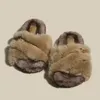 Casual Shoes Women Fuzzy Memory Foam Slippers Cross Band Cozy Plush Home Slipper Fluffy Furry Open Toe 2024 Winter inomhus utomhusbilden