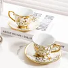 European Style Highend tracing gold coffee cup and saucer tea set dishes Ceramic for 6 people 240508