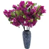 Flores decorativas 10 piezas de bougainvilea artificial tallo de flores 3 horquilla de seda rama de árbol de flor de seda para la decoración floral de la boda