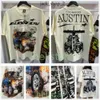 Hellstart Shirt Designer T-shirts Graphic Tee Vêtements Vêtements Hipster Lavage en tissu en papier d'aluminium Impression Vintage Black Loose Flat plus taille Hellstarr 832