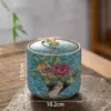 Emaille Ceramic Aufbewahrungsglas mit Deckel kreativer handbemalter Dekorationsdichtung Tee Kanister Modernes Wohnzimmer Desktop Süßigkeiten Gläser 240510