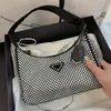 Fashion womens cristallo diamante triangolo borsetta borse di lusso borse a tracolla borse borsetto da uomo tote bot shiny strass con le ascelle frizione signora regalo rosa sacca rosa