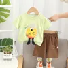 Ensembles de vêtements Toddler Boys Summer Summer For Kids Fashion Cartoon O-Leck Pullover T-shirts à manches courtes Tops et Shorts Sports pour enfants