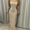 2024 Luxus Arabisch -Prom -Festzug Kleid von der Schulter Langarm Perlen Perlen Pailletten Abend Formale Geburtstagskleider BC18823