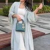 Vêtements ethniques 2024 Ramadan Luxury Satin brillant Open Kimono Abaya Chic Dubai Batwing Slve Abayas Femmes Muslim Dress Islamic Clothing Kaftan T240510