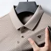 2024 Летний высококлассный бренд мужская печать ice ilk шелк с коротким рукавом с коротким рубашкой.