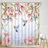 Shower Curtains Spring Curtain Floral Hummingbird Butterfly Farm Plank Vine Watercolor Botanical Leaves Modern Home Bathroom Decorations