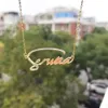 Crystal Pendant Letters Necklace For Women Custom Jewelry Name 925 Sterling Silver Personlig 240422