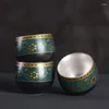 Tee Tabletts Jingdezhen Keramik Silber Cup Sterling Set handgefertigtes Liner Gilded Master Single Zen