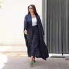 Этническая одежда 2024 Новая кимоно -абая для женщин скромная мусульманская марокканская мода Яркая шелк сатила